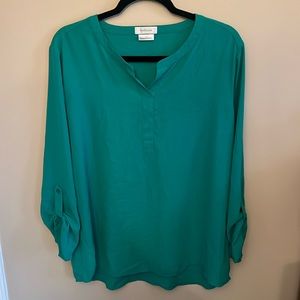 Van Heusen Women’s Teal Split Neck Blouse